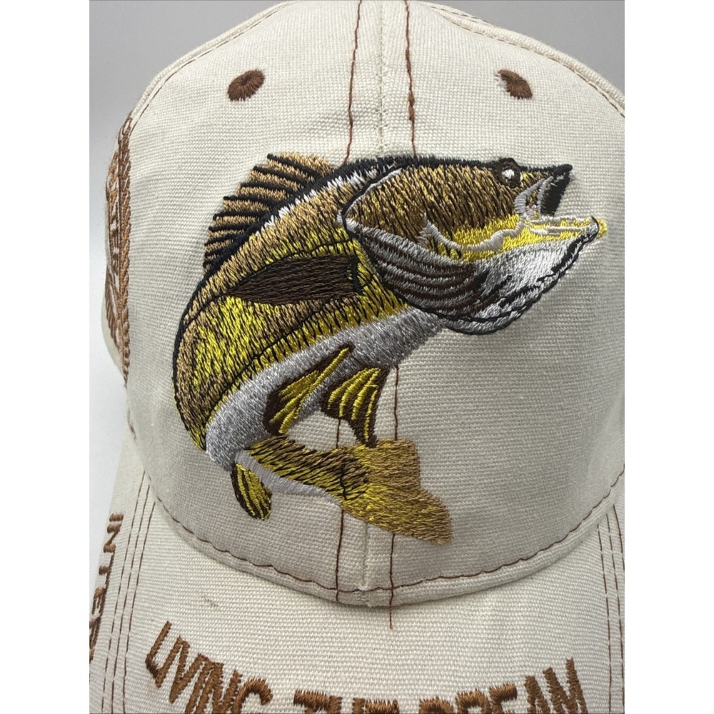 Eighteen Forty Eight Walleye Embroidered Trucker Hat Tan Fishing Hat Adjustable - Picture 4 of 6